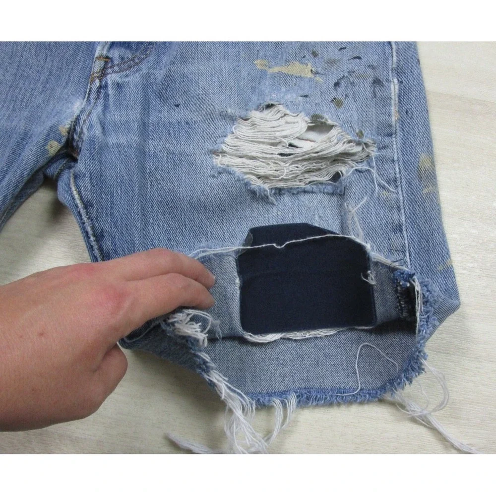 Levi's 501 Denim Jean Shorts Men's (30) Cut Off Grunge Thrashed Paint Splatter